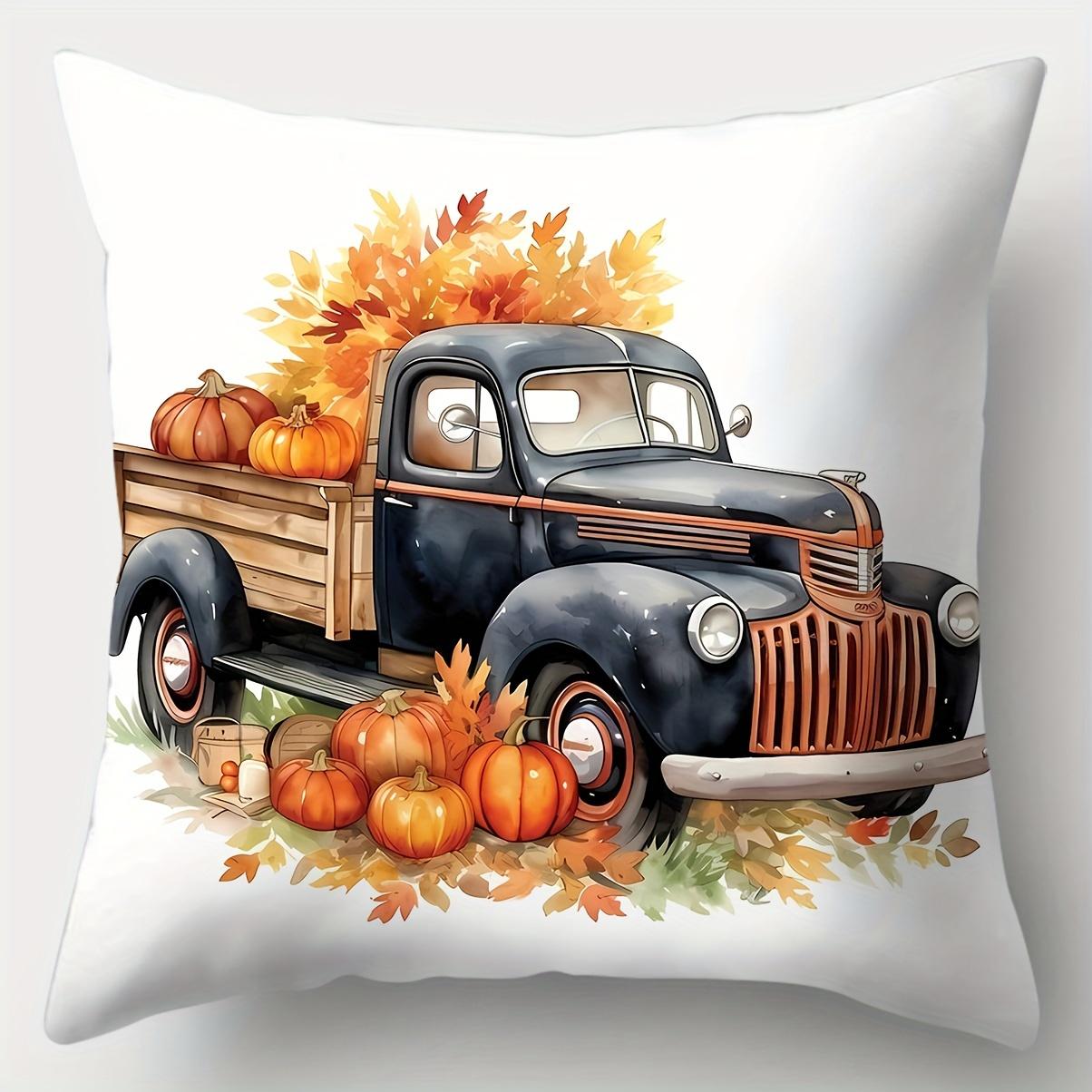 

1 шт. Чехол для подушки «Осенний урожай», мягкое полиэфирное волокно, застежка-молния, для украшения гостиных, офисов и диванов на Хэллоуин 45x45cm