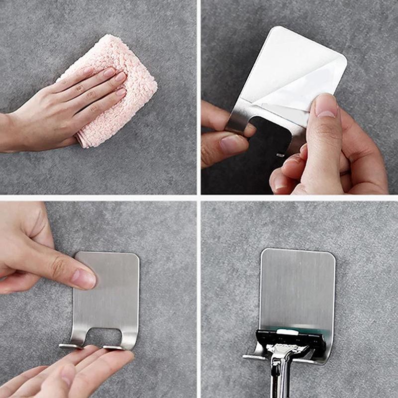 1Pc Razor Holder 304 Stainless Steel Men Shaving Shaver Razor Stand Shelf Shaving Razor Storage Rack Bathroom Hook Organizer