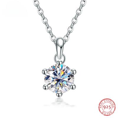 D Farbe 1ct Moissanit Diamant Anhänger 925 Sterling Silber Halskette für Frauen Hochzeitstag Geschenk
