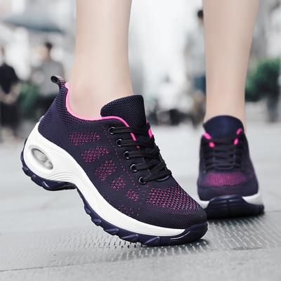 2024 Autumn New Flying Woven Air Cushion Large Size Women's Shoes Wish Casual Shoes Platform Versatile Rocking Shoes Women's Hiking Shoes