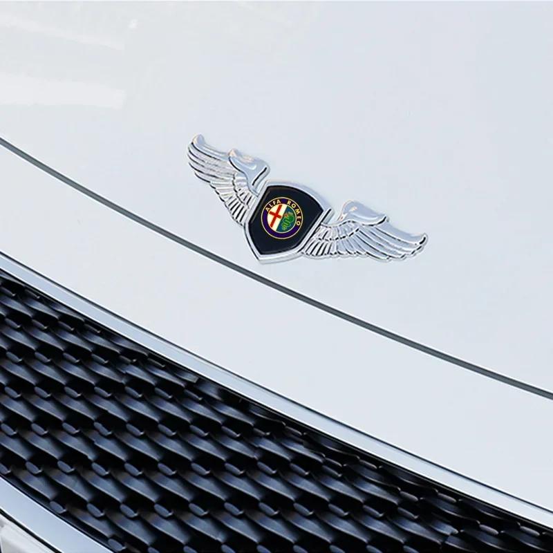 IZGZ4 Car Styling Metal Chromed Emblem Badge Sticker for Alfa Romeo Alfa Rome 155 159 156 Giulia Mito Stelvio 4C Spider GT Accessories