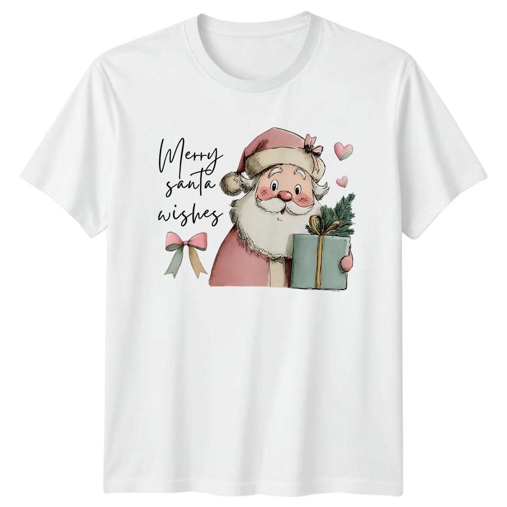 Merry Santa Wishes Christmas Holiday Unisexs TShirt Unisexs Tee Graphic Top S