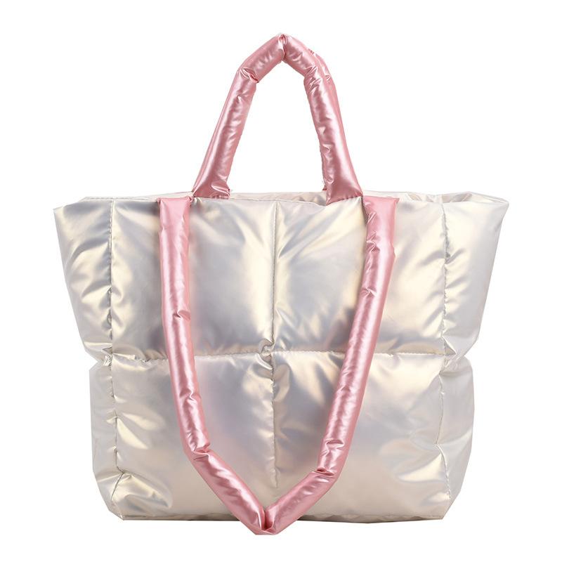 New Women's Bag High End Down Jacket Handbag Large Capacity Fashionable Autumn and Winter Cotton Jacket Shoulder Bag Commuting Toy Bag