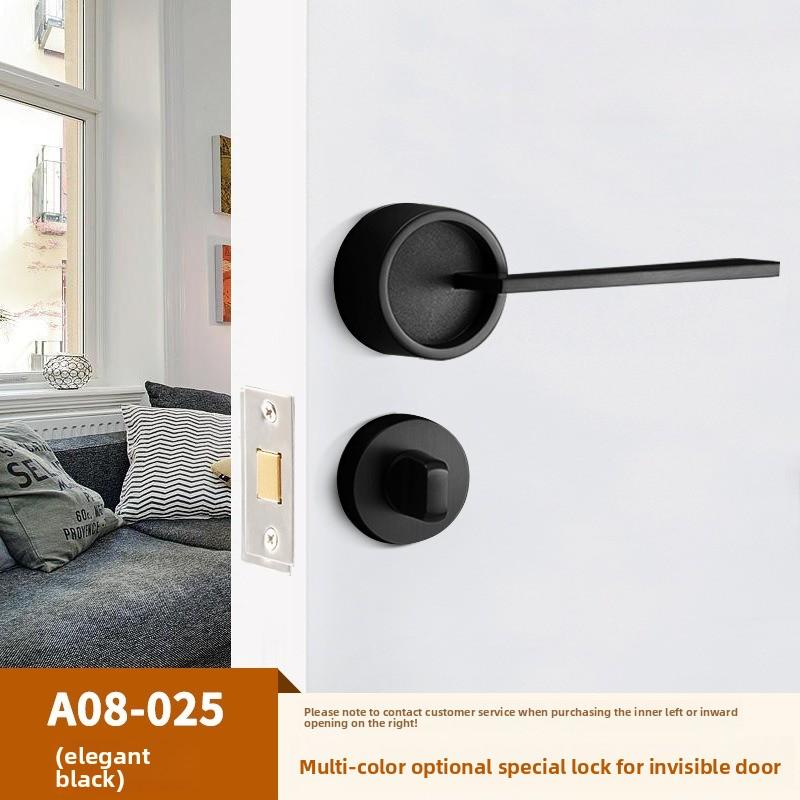 Stainless Steel Bathroom Keyless Door Lock Household Wooden Door Handle Lock Indoor Black Red and Green Indicator Door Handle