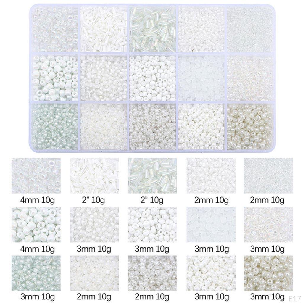 15 Colors Glass Beads Set for Bracelet Making Tube Kit Spacer Handcrafted DIY Craft