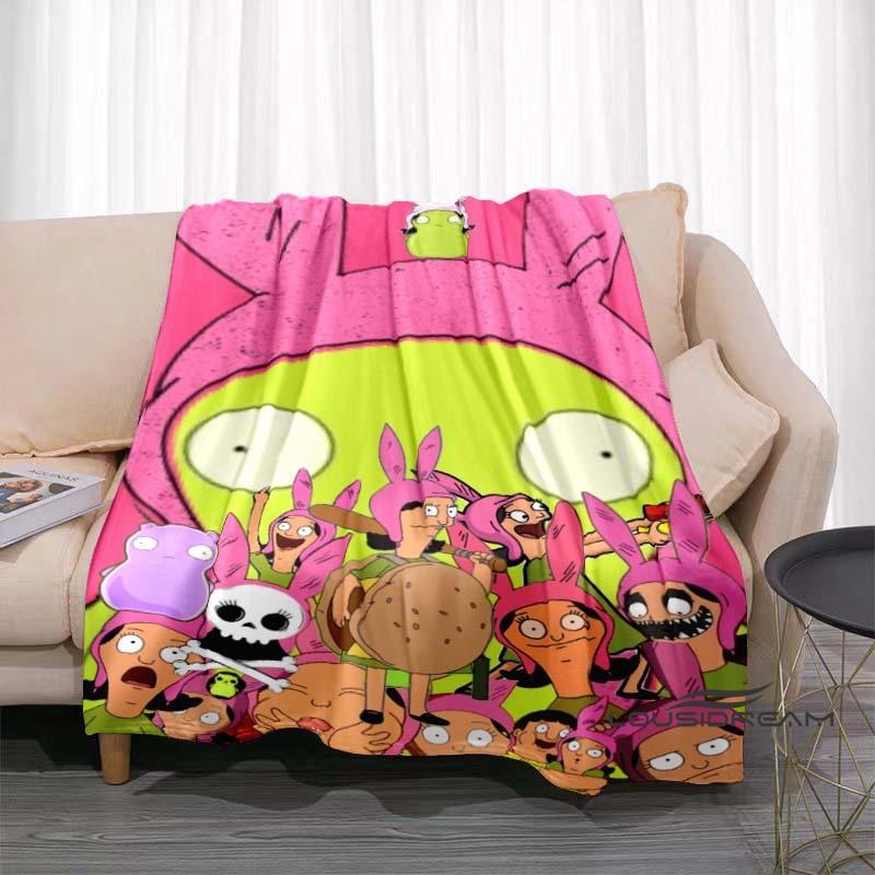 Happy Burger Shop cartoon print blanket. A warm and comfortable flannel blanket suitable for bedrooms, sofas, beds, chairs, picn