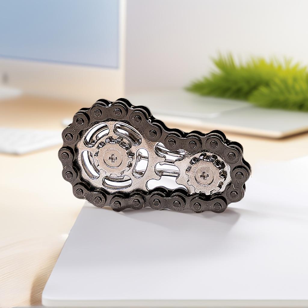 

Bike Chain Fidget Spinner, Silent CNC Stainless Steel Gear Desk Toy, Steampunk EDC Stress Relief for Adults Office белый