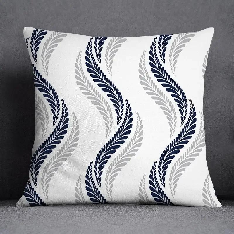 45x45CM Cushion Cover Geometric Pattern Polyester Blue Grey Pillowcase Upholstery Sofa Cushion Throw Pillow Home Decor Pillowcas