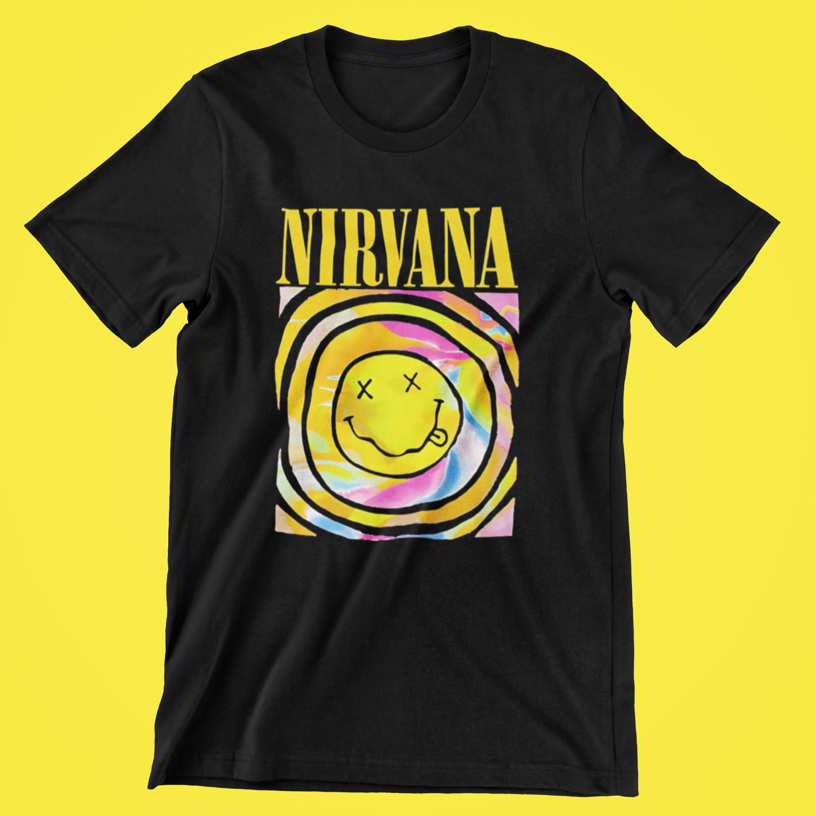 26 Nirvana Smiley Face Kurt Cobain Neon Vintage Band Premium Blend Concert T-Shirt Unisex T-Shirt M