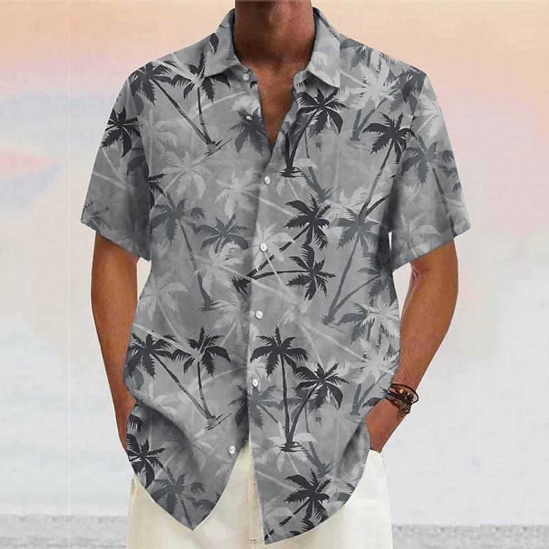 Camisa Tropical de Palmeras de Coco para Hombre Verano Camisa Hawaiana Camisa Aloha Manga Corta Diseñador de Moda