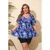 New Split Fat Woman Swimsuit Women's Large Size Printing European and American Conservative Tankini