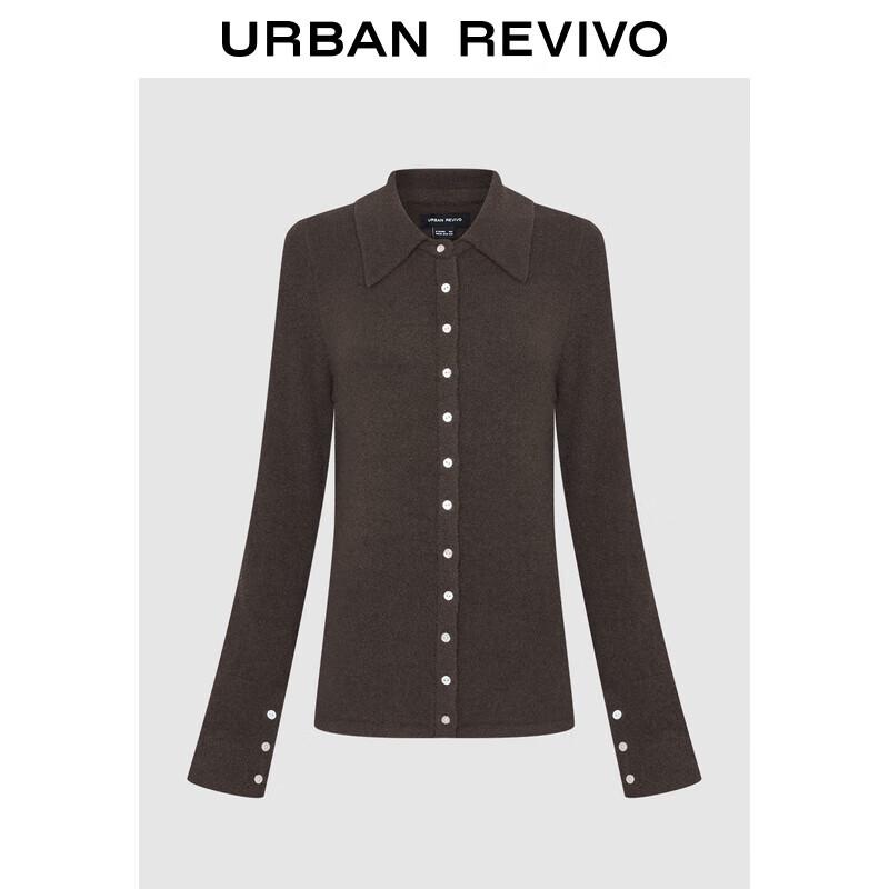 

UR 2024 Зимний женский вязаный кардиган с контрастными пуговицами и лацканами S