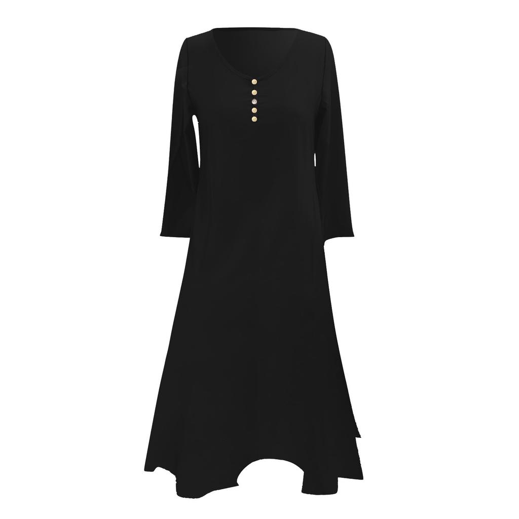 Women's Cotton Loose Shirt Dress With Button Casual Loose Maxi Dresses