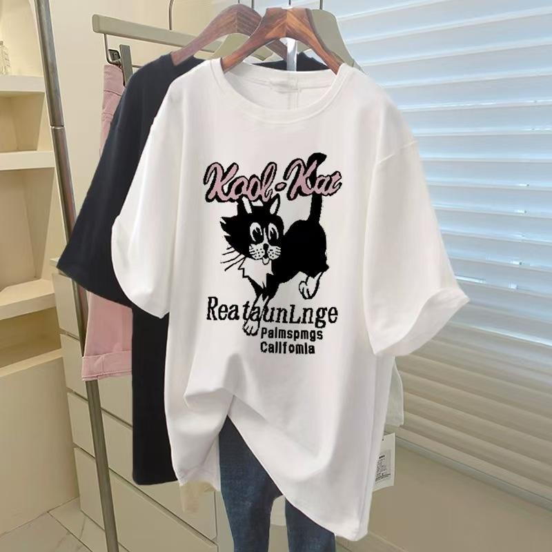 

European goods large version pure cotton short-sleeved t-shirt women s fashion versatile foreign style casual white top bottoming shirt summer new m (recommended 80-100) белый