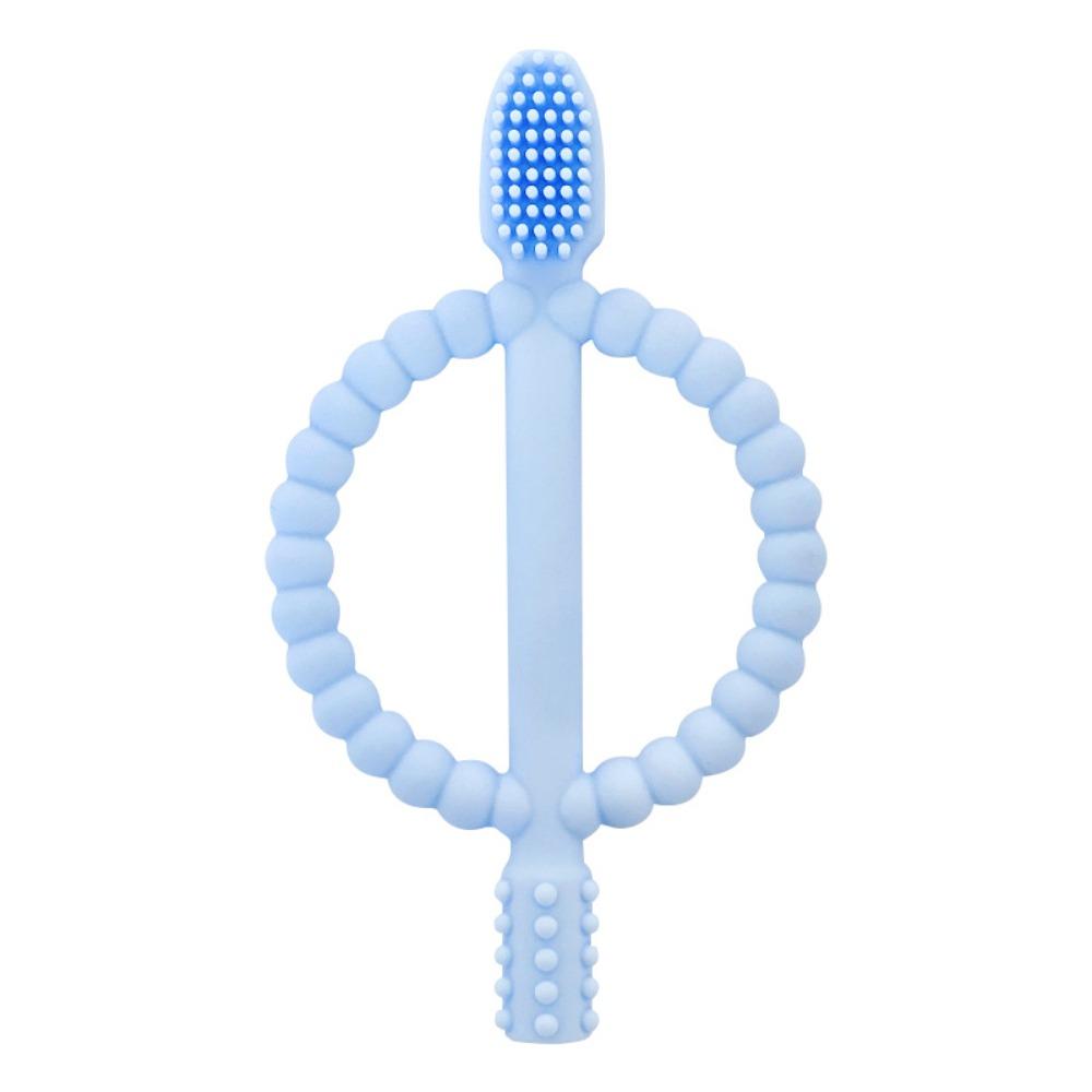 

Пищевой силиконовый детский прорезыватель, не содержит БФА, прорезыватели, премиальная детская зубная щетка, ребенок синий