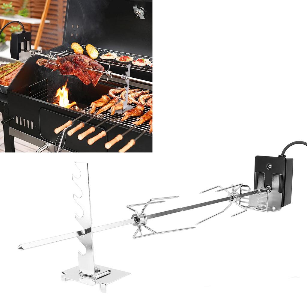 Rotisserie Grill Kit Waterproof Stable Rotating Motor Strong Load Bearing Stainless Steel Heavy Duty Rotisserie Kit