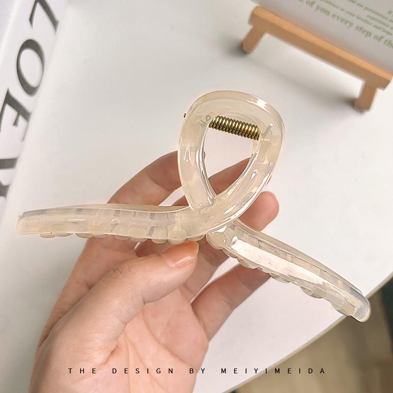 Premium Coffee-Colored Frosted Hairpin - Large All-Match Shark Clip for Elegant Hairstyles