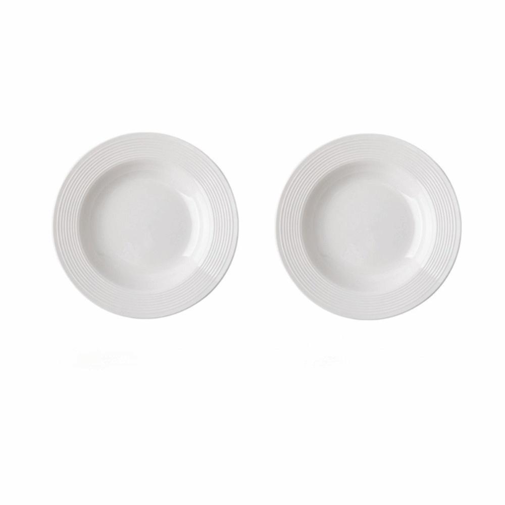 2PCS Threaded Pattern Dinner Plate Under-glaze Painting Serving Dish Ceramic Straw Hat Plate  Salad 2 Pcs
