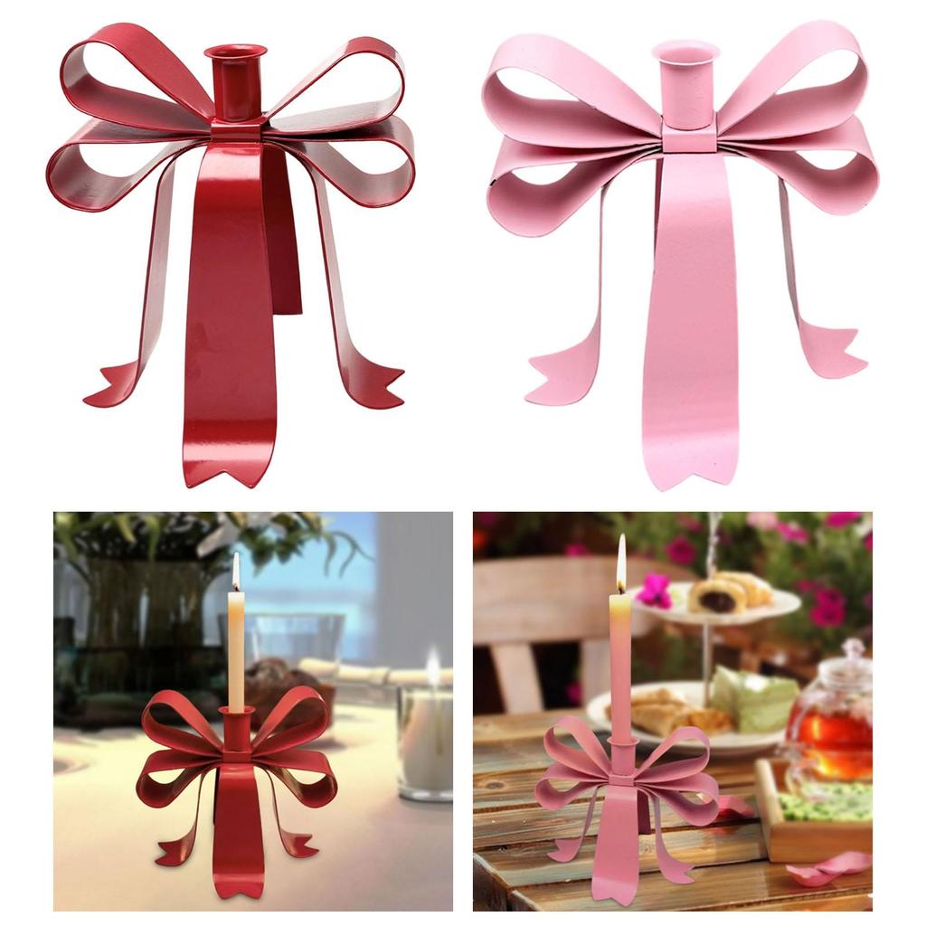 Iron Bow Candlesticks Decorative Candle Stand Table Centerpiece for Festive Home Holiday Atmosphere
