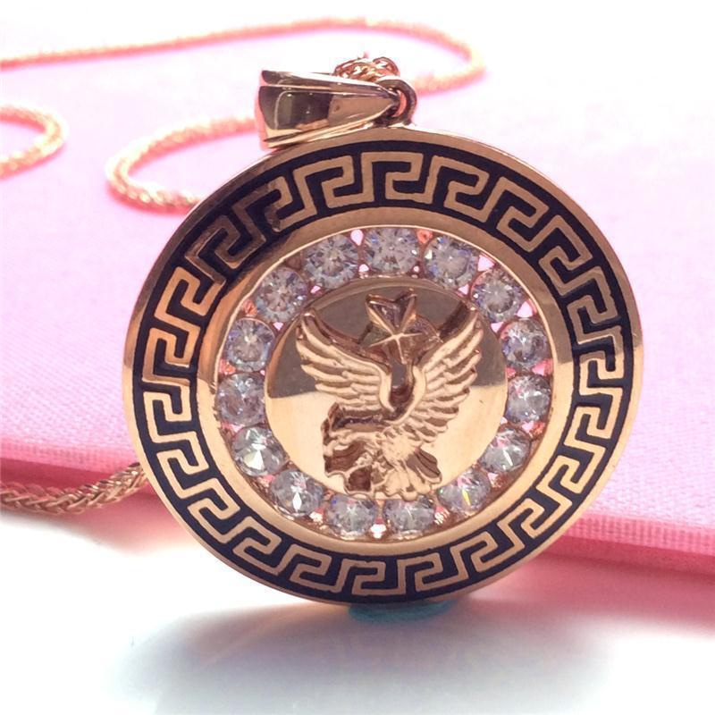 Purple Gold Zircon Eagle Pendant, High-End Temperament, Rose Gold-Plated Color Gold Collarbone Chain.