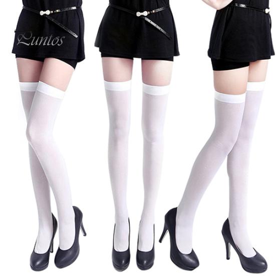 Sexy Damen Opaque Strümpfe in Unifarbe Über das Knie