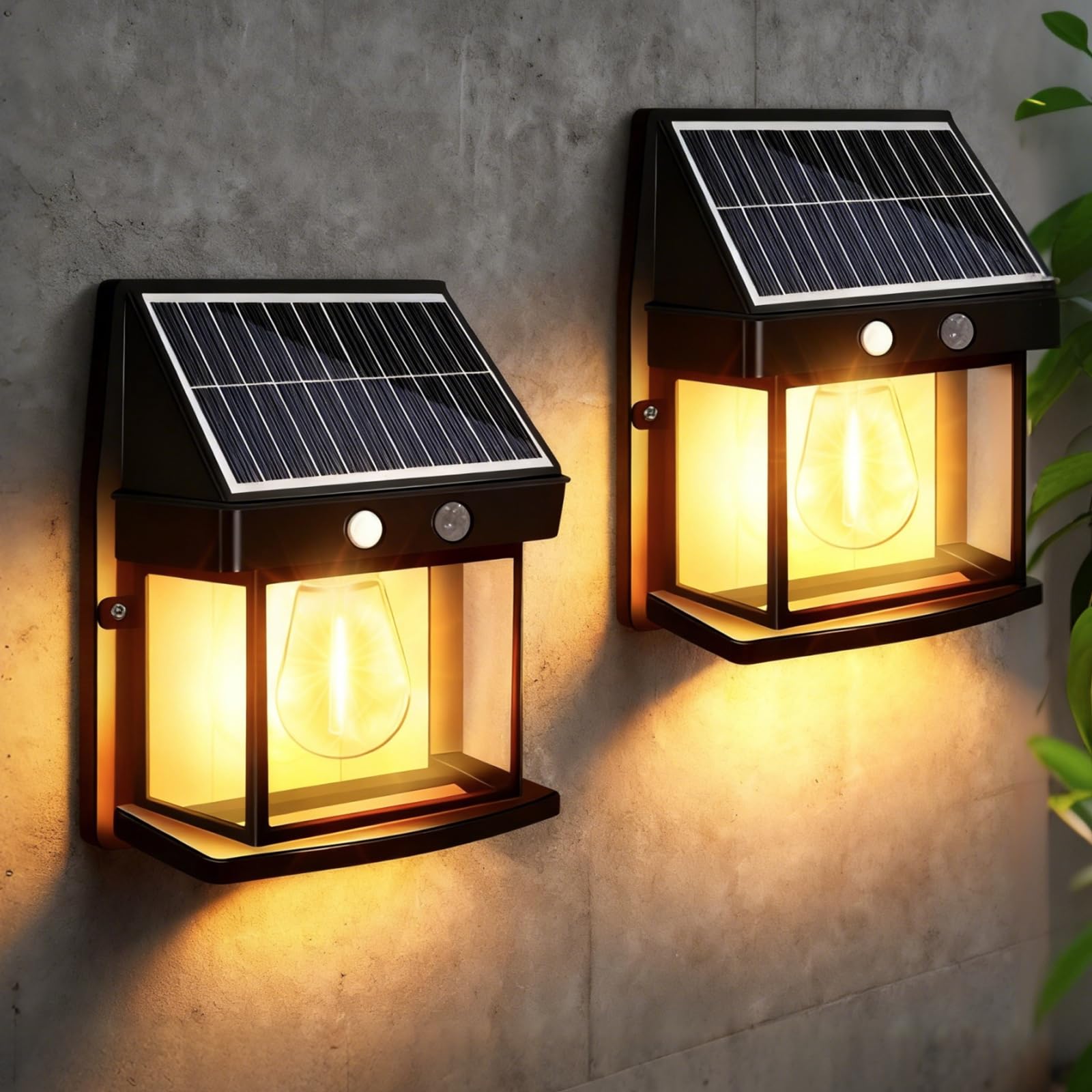 

KINGHE Solar Outdoor Wall Light, Gatepost Light, Bracket Light, Wall-Mounted, Automatically Turns On, Ideal for Entryways, Yards, Patios, Garages,