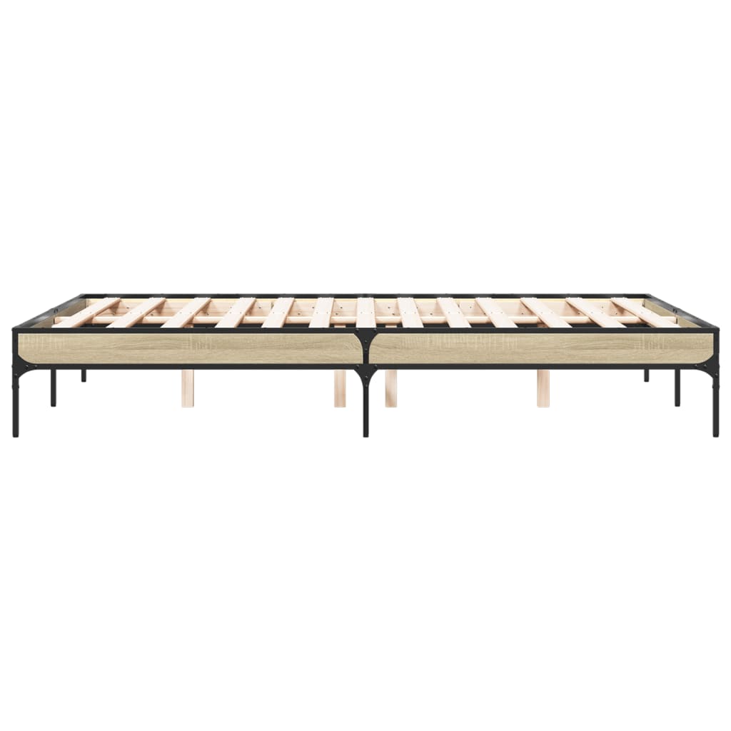 Bed Frame In Sonoma Oak Finish 120 X 200 Cm Made of Particleboard and Metal