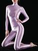 Women's One-Piece Shiny Long Sleeves Double Zipper Smooth Leotard Bodysuit Jumpsuit Catsuit