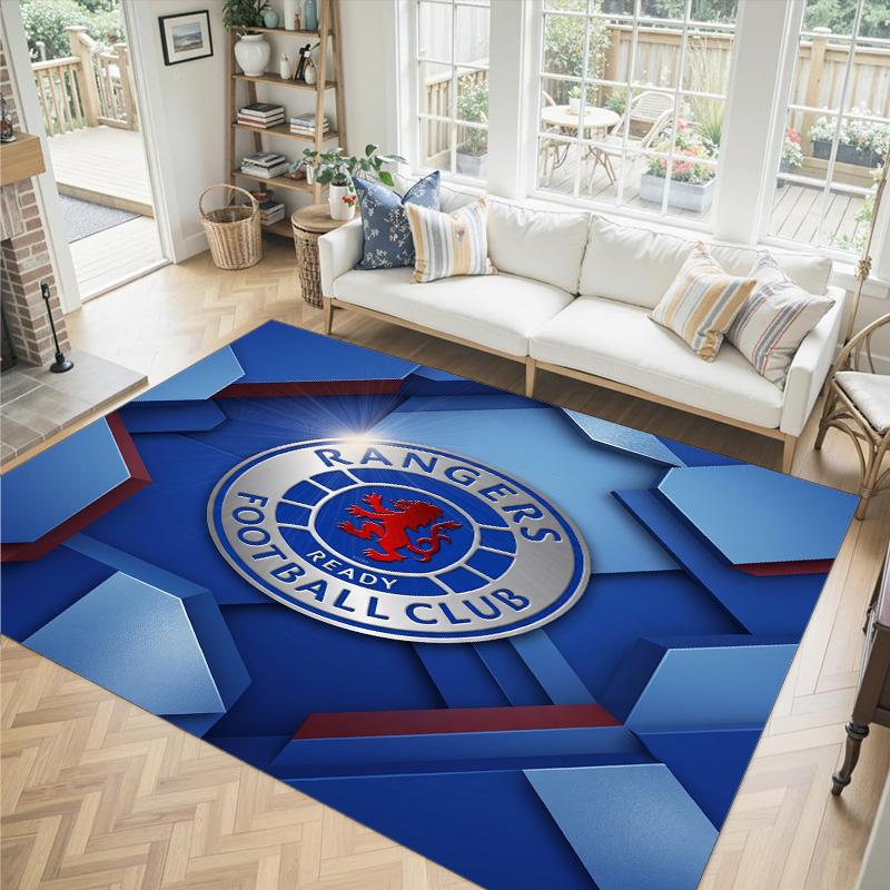 Rangers FC Design Crystal Velvet Carpet Cozy Non?Slip Printed Rug For Bedroom Living Room Entrance
