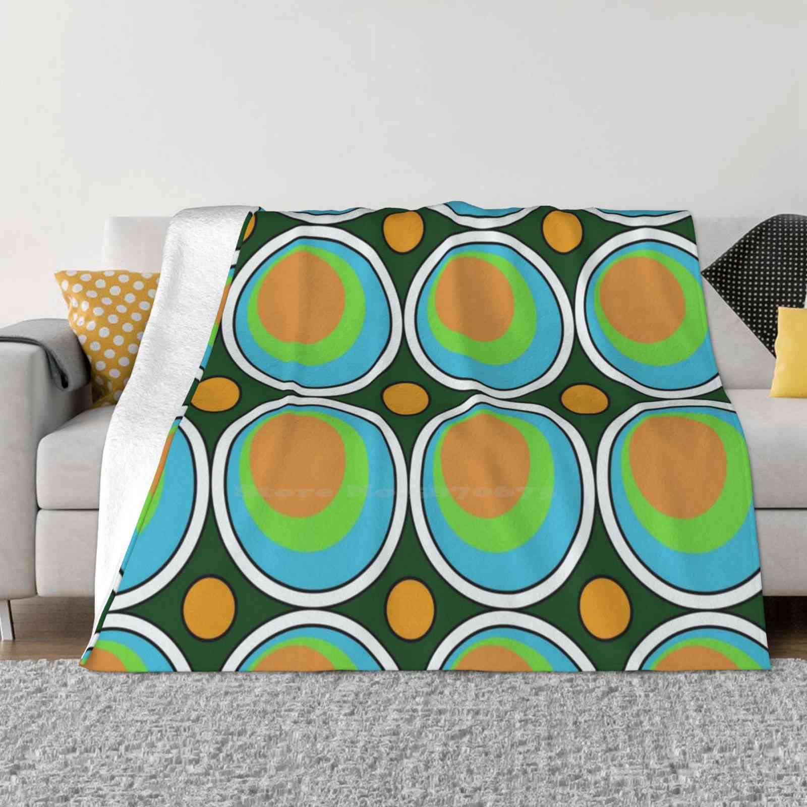 Retro Seventies Abstract Design Soft Warm Light Thin Blanket Midcentury Mid Century Retro 70S Seventies Abstract Geometrical 30x40in