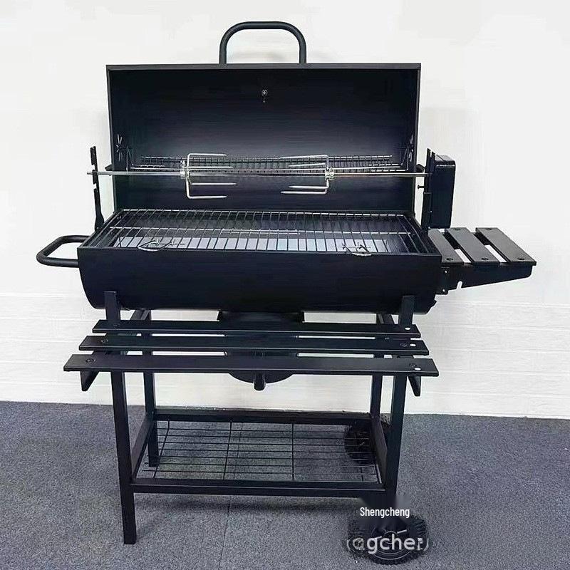 Grătar BBQ de exterior pe cărbune și electric pentru 5 persoane cu afumătoare pentru uz casnic și de curte