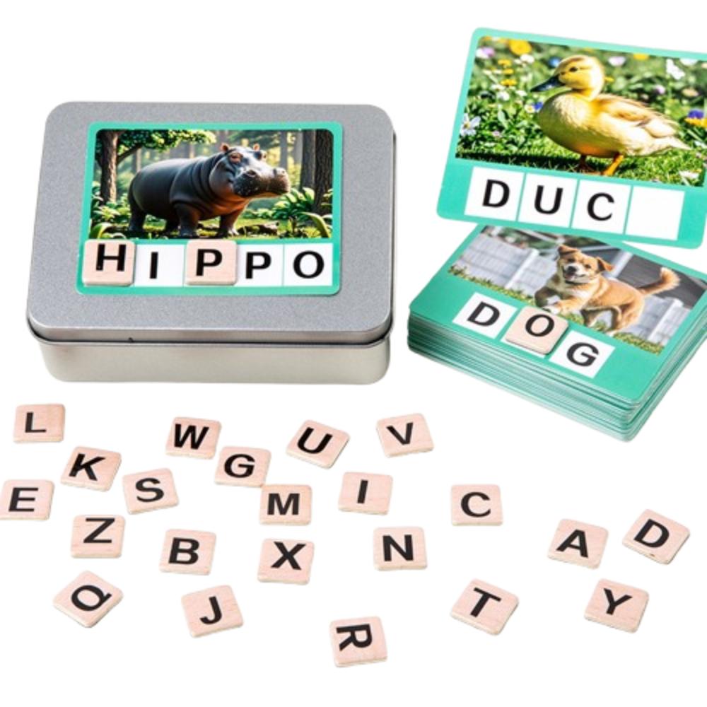 Alphabet Spell The Word Game Wooden Puzzle Letter Spelling Block  Educational Toy