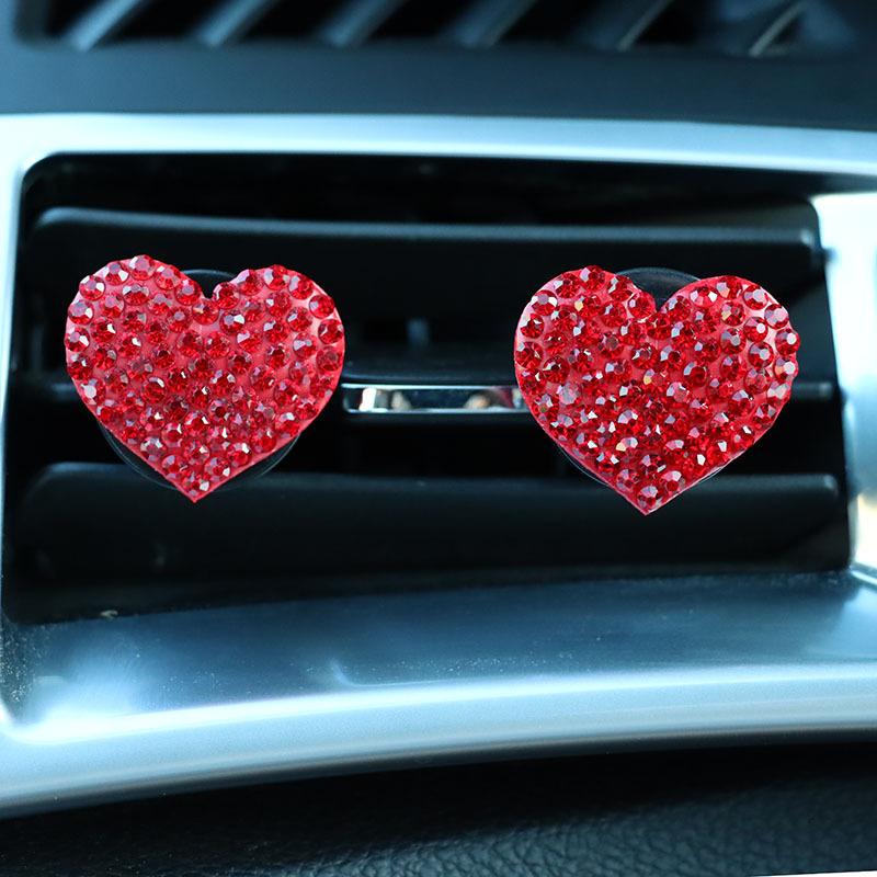 Car Air Outlet Aromatherapy Clip Diamond Heart-shaped Clip Perfume Air Freshener Clip Scent Aroma Auto Interior Accessories