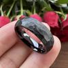 Black Stainless Steel Couple Ring Fashion Hammered Multi-faceted Titanium Rings for Men Women Wedding Engagement Jewelry