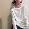 Korean Style Women's Black Round Neck Long Sleeve T-shirt - Simple Casual Base Layer for Spring/Autumn 2025