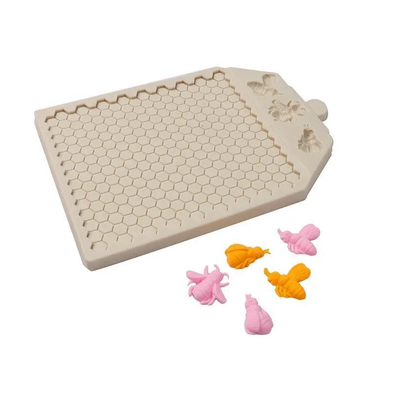 Honeycomb Mold Silikon Bakeutstyr Bie 3D DIY Sukkerhåndverk Sjokolade Kutterform Fondant Kakedekoreringsverktøy