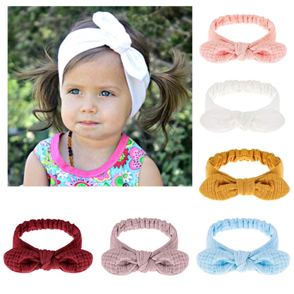 Baby Bow Headband for Boys Girl Breathable Cotton Bowknot Hair Bands Toddler Elastic Headdress Universal Turban Hairband