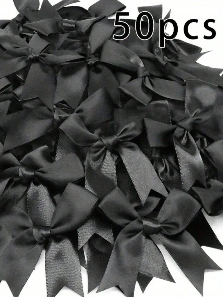 50pcs, Ribbon Bow Craft Bow Pink White Floral Gift Tie Wedding Decoration Bow Bow DIY Birth Party Baking Decoration