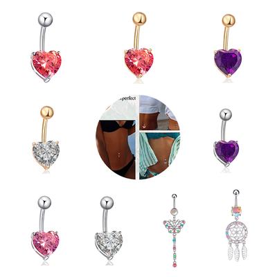 Color Zircon Crystal Belly Button Ring Fashion Creative Heart Shape Butterfly Pendant Navel Piercing For Women Sexy Body Jewelry