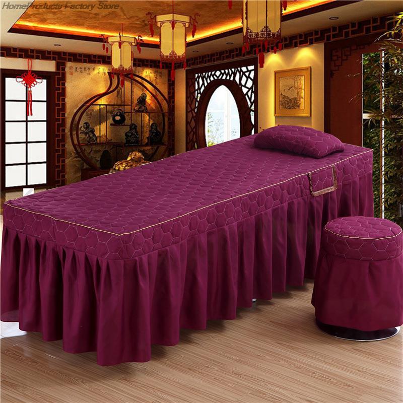 Schönheitssalon Massageliege Tagesdecke Bett Tischdecke mit Gesichtsloch Quadratische Massageliege Bettrock Spa Behandlungsbettlaken