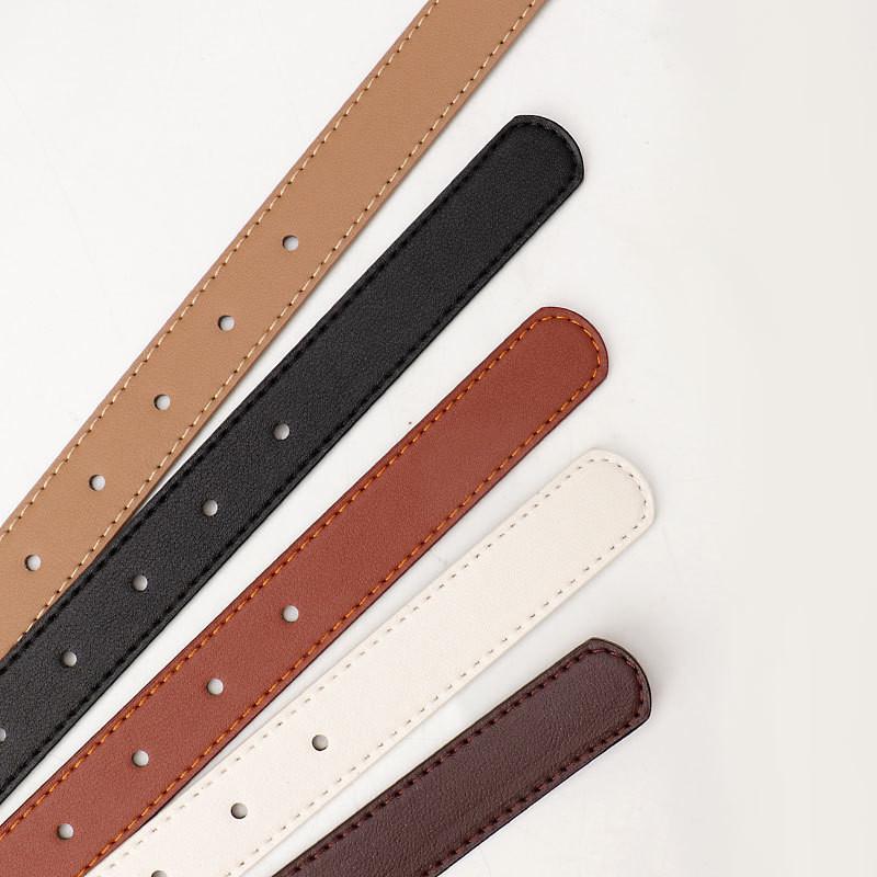 Womens Fashion Faux Leather Belt With Metal Pin Buckle High End No Pattern Waistband For Office