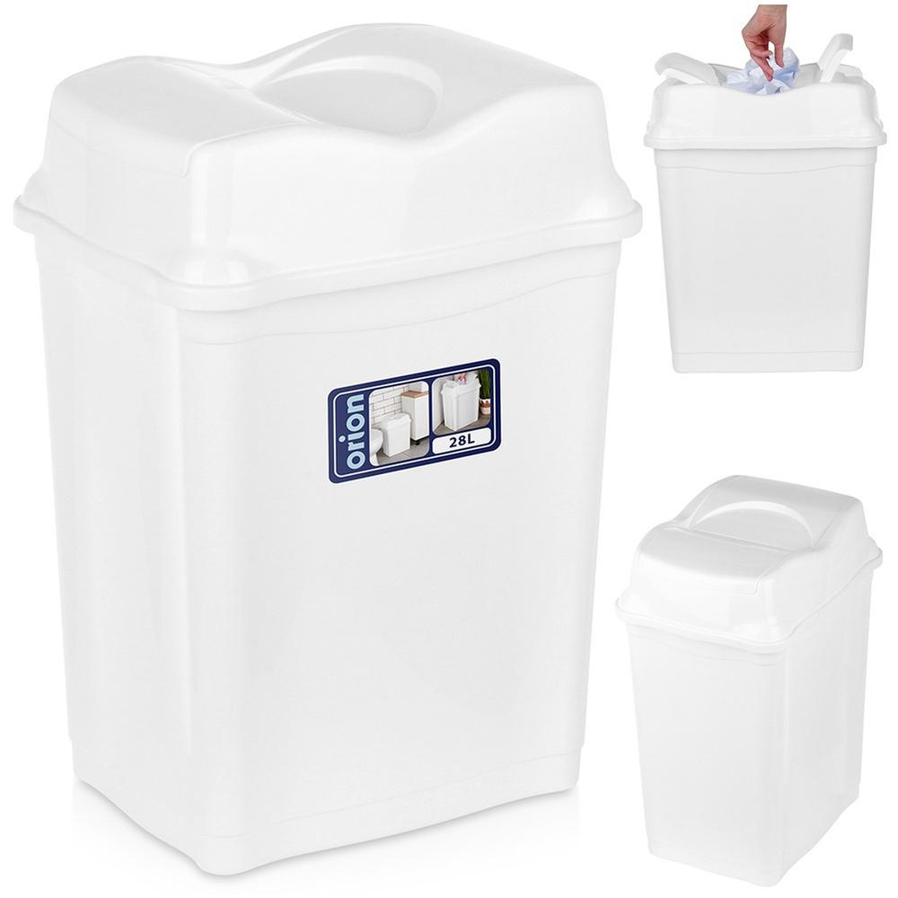 Plastic waste bin, white, 28 l