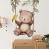 Cute Bear On Swing Wall Sticker Self-Adhesive Removable for Bedroom Living Room Hallway Closet Dorm Home Decor Art