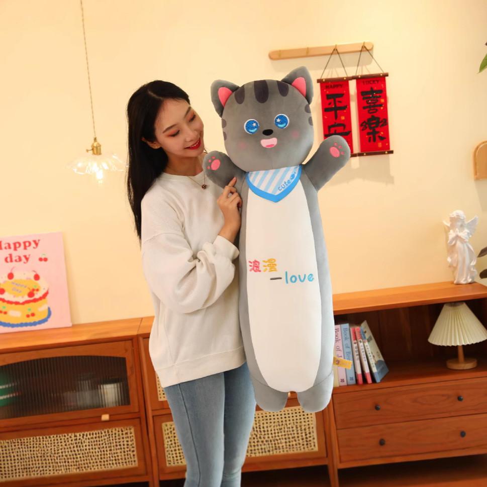 Bib Cat Husky Plush Toy Pillow Animal Stuffed Doll Bedroom Decoration Gift Kids