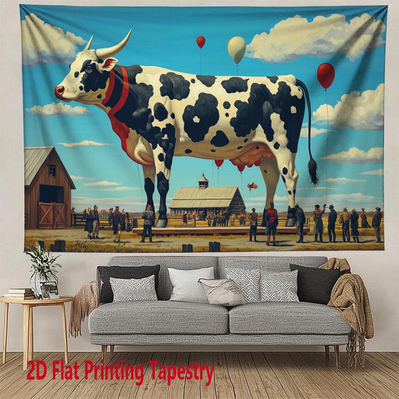 

colorful and huge dairy cow Digital printing polyester wall tapestry suitable for use living rooms bedrooms offices bars party 74x94cm(29x37in)