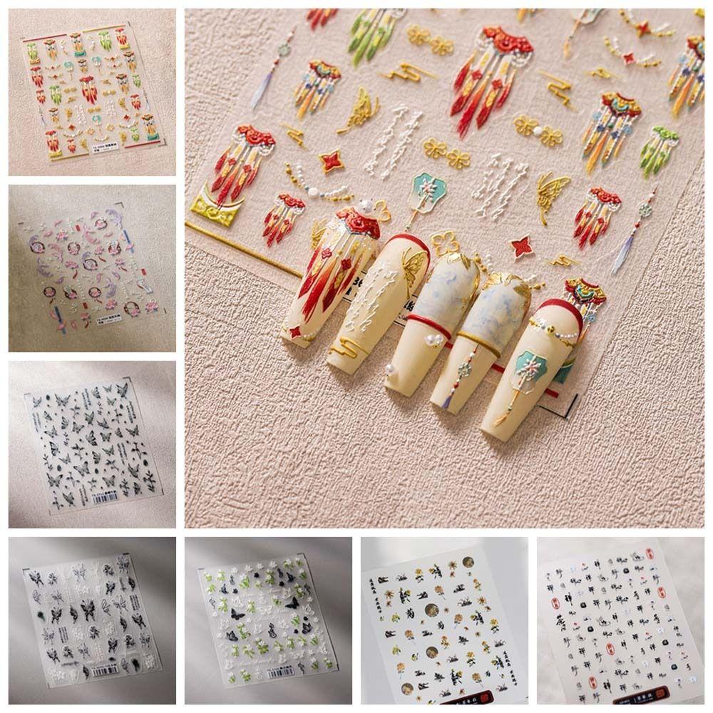 

Феникс Благоприятные Облака Китайские Цветочные Наклейки Для Ногтей Китайские Украшения Для Ногтей Леди StyleF