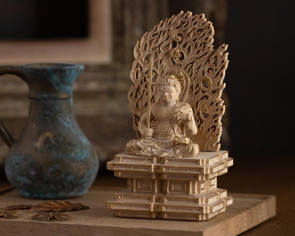 Winzige Buddha Takeda Fudoson Statue Figur Holzschnitzerei Ornament Buddha Statue Welt Takeda Shingen Takeda Fudoson (Buchsbaum aus Holz)_Buddha (GSB