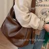 Vintage PU Leather Bost Handbag for Women Casual Large Capacity Shoulder Crossbody Bag Fashi Shopper Tote
