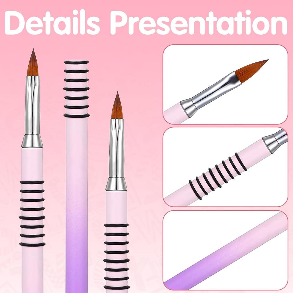 3 Pcs 3d Acrylic Nail Brush Set, Nails Design Brushs With Non-Slip Handle, Purple Flower Brush Tools for Women Diy Home Salon Nail Practice Kit