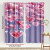 2PCS Purple Bottom Powder Heart Suspended Love Curtain   Dreamy Romantic Style   Bedroom and Living Room   Pull up Pocket Style